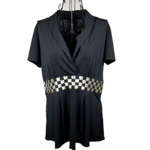 Grace Elements | Black Blouse w/ Checkered…